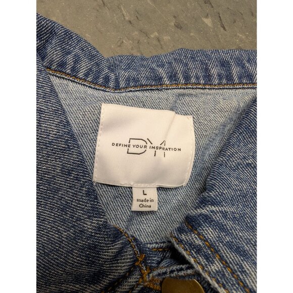 DYI Women's Blue Jean Material Denim Jacket Denim Blue Size Large - Picture 5 of 6